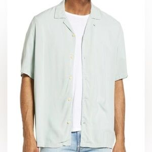 Venice Relaxed Fit Short Sleeve Button-up Camp Shirt In Vintage Green